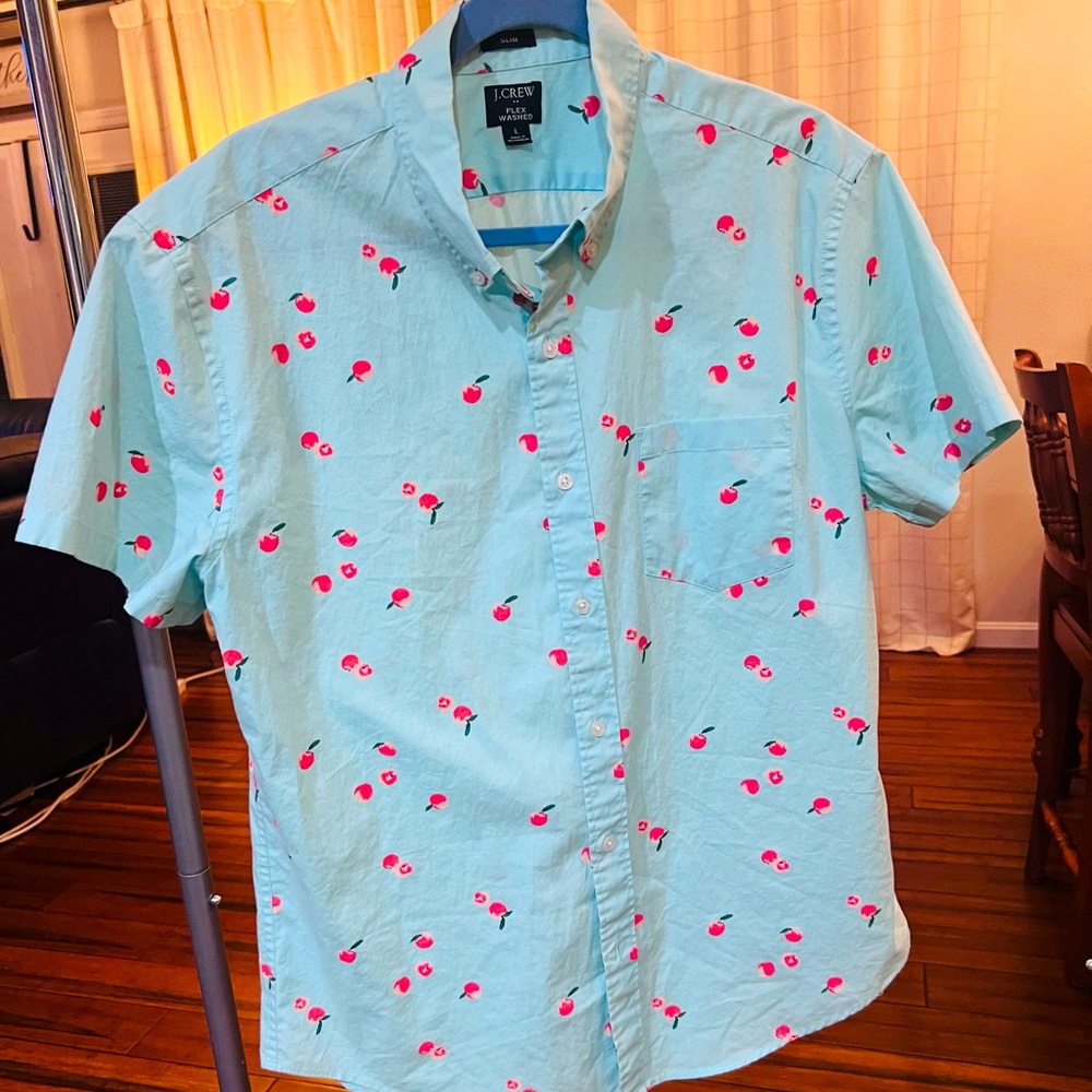 J.Crew Sz L, 98%cotton 2%Elastane, Peaches on Turquoise, Extremely comfortable!